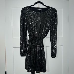 Black sequin long sleeve dress